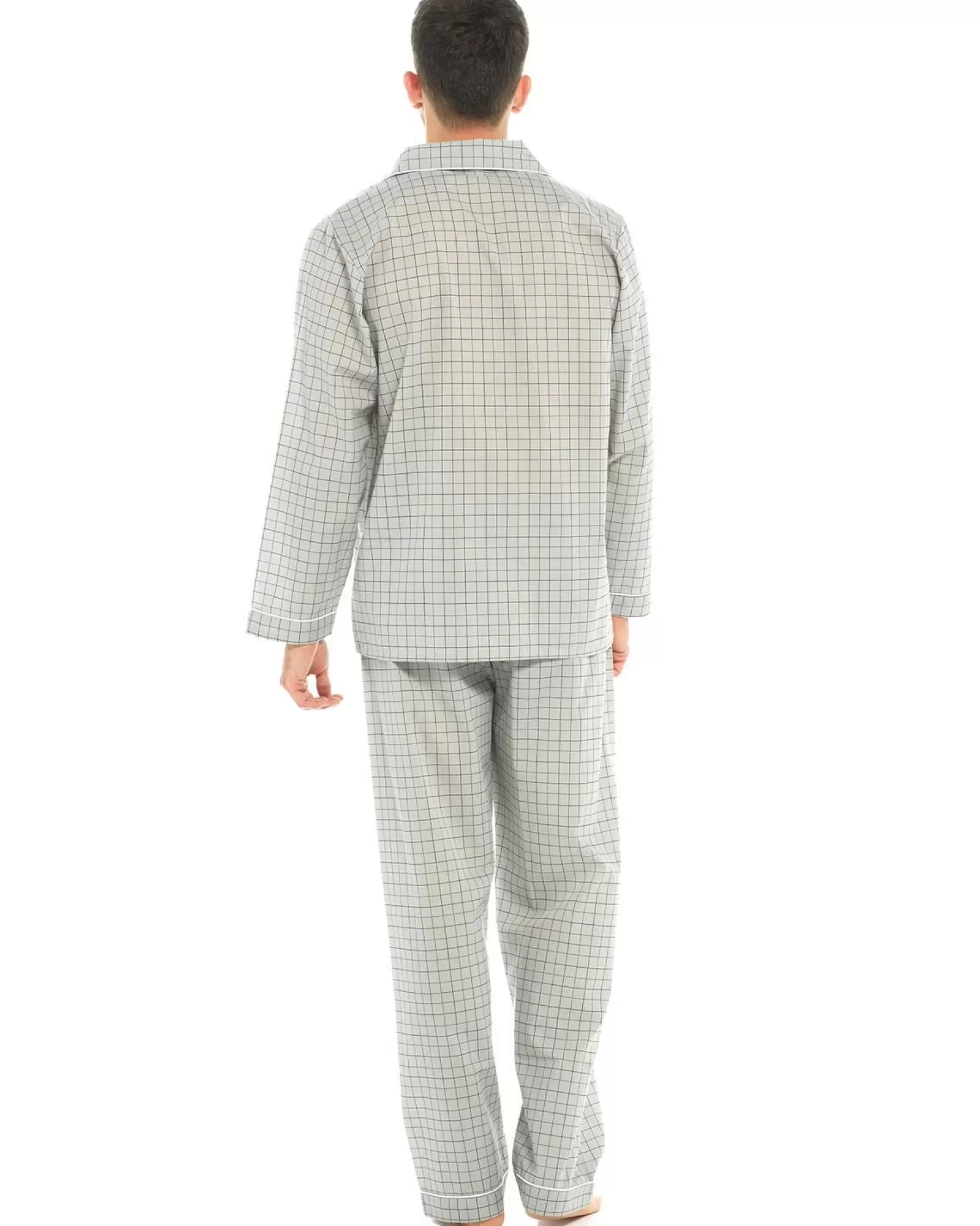 Men Walter Grange Traditional Polycotton Pyjamas - Grey Check