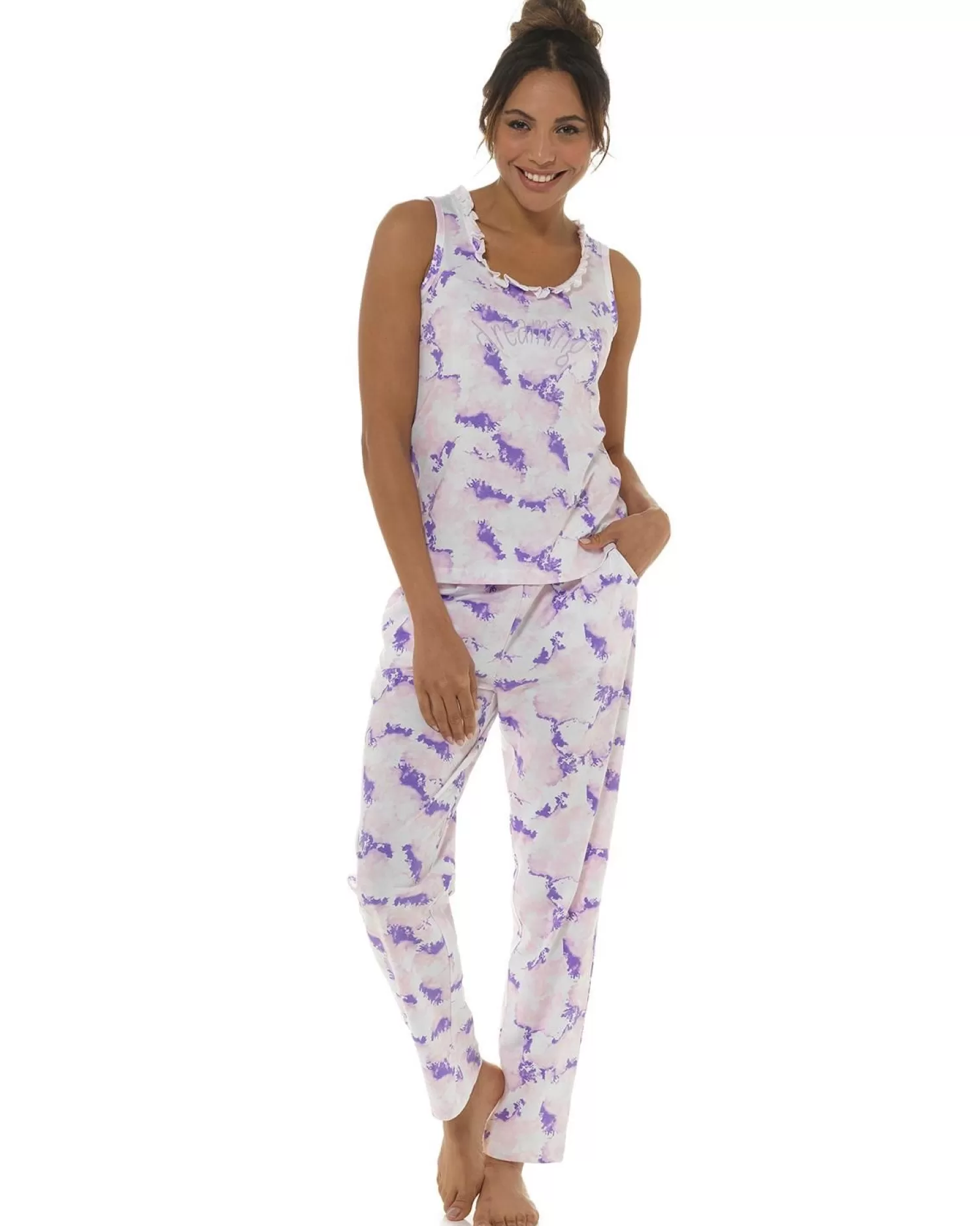 Wolf & Harte Pyjamas | Wolf & Harte Lilac Tie Dye Long Pyjamas