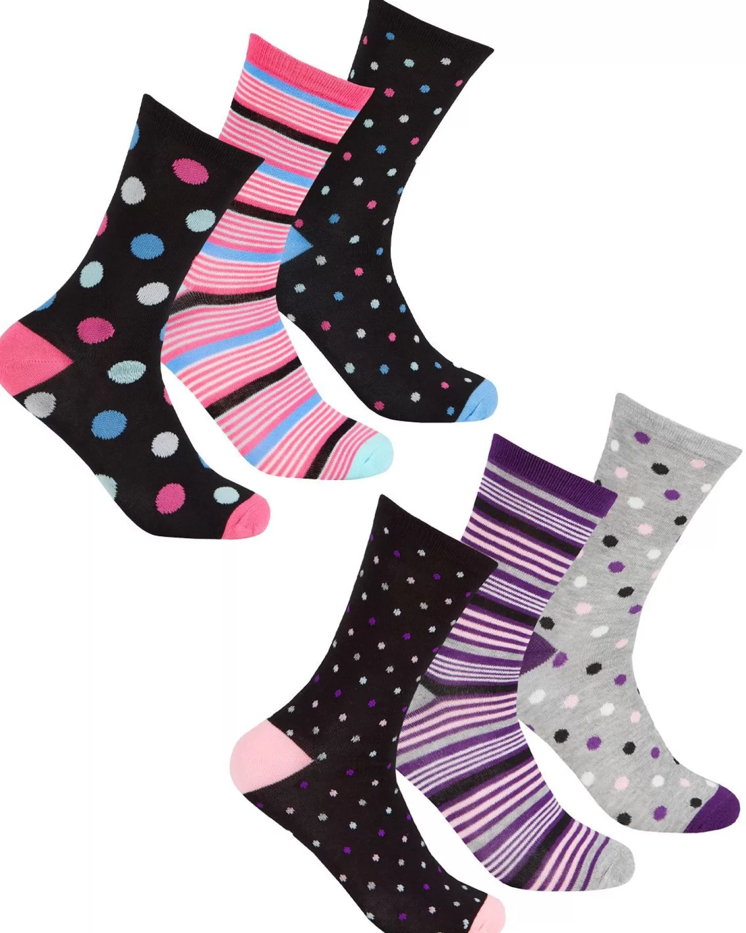 PandaStick Socks | Womens 6 Pack Bamboo Socks - Spot Mix