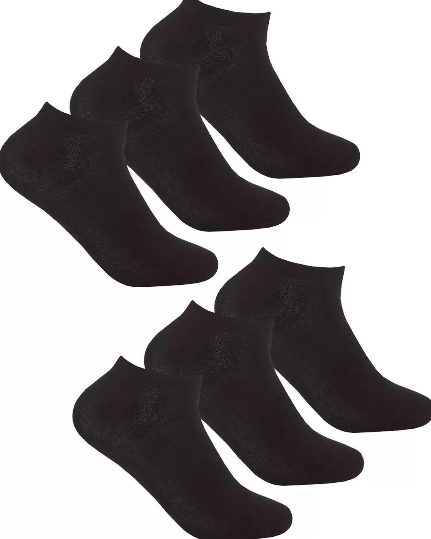 PandaStick Socks | Womens 6 Pack Bamboo Trainer Socks - Black