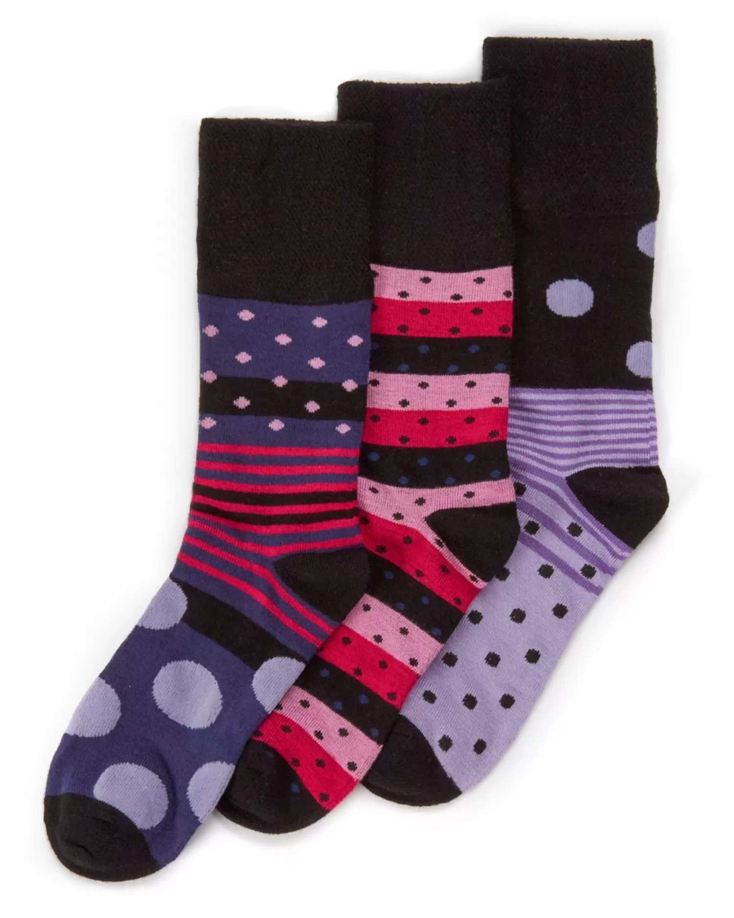PandaStick Socks | Womens 6 Pack Comfort Fit Bamboo Socks - Spots & Stripes