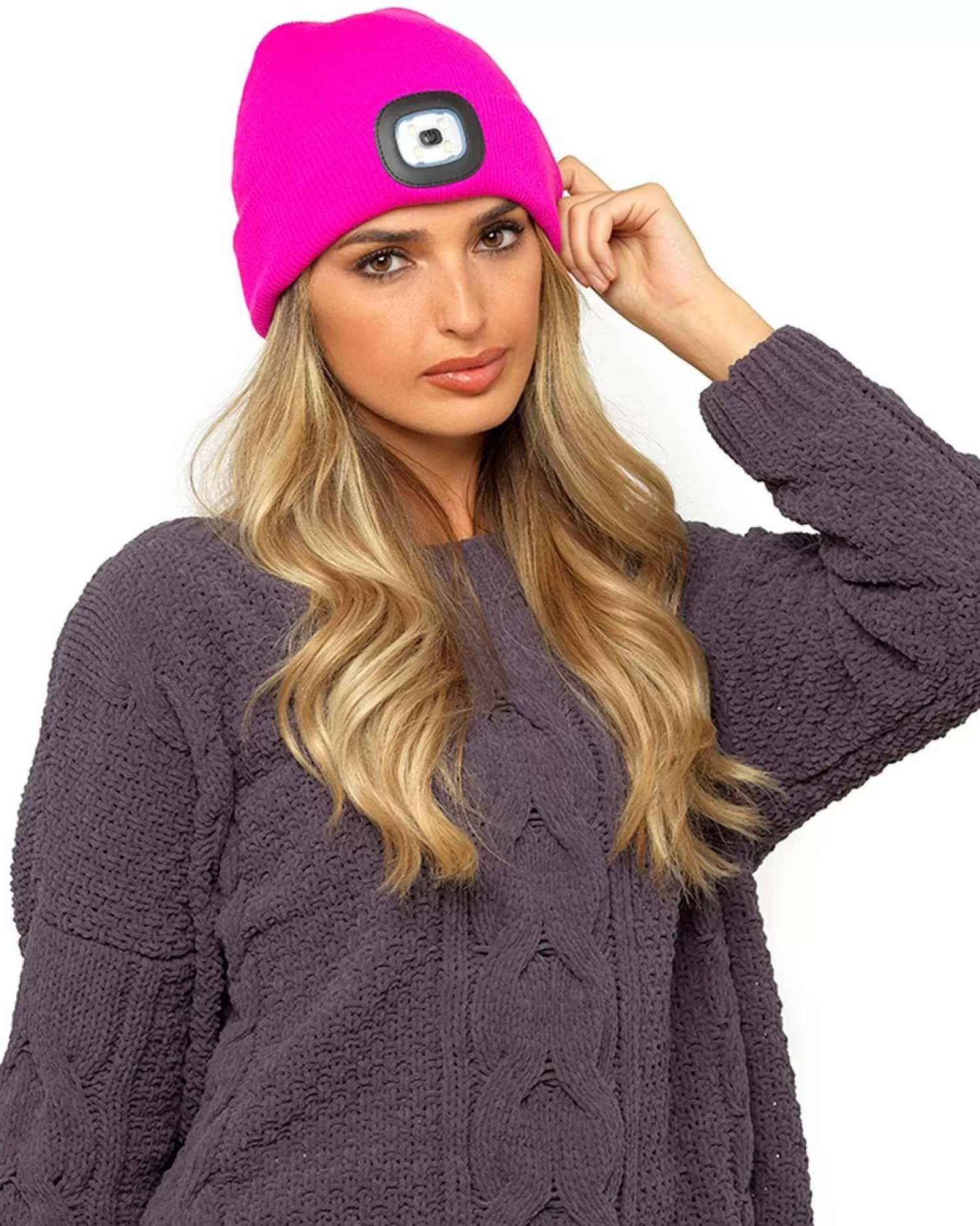 Storm Ridge Hats | Womens Led Light Beanie Hat - Hot Pink