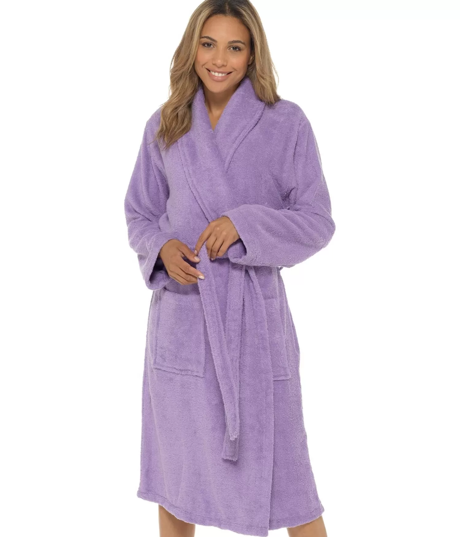 * Dressing Gowns | Wrap Towelling Dressing Gown - Lilac