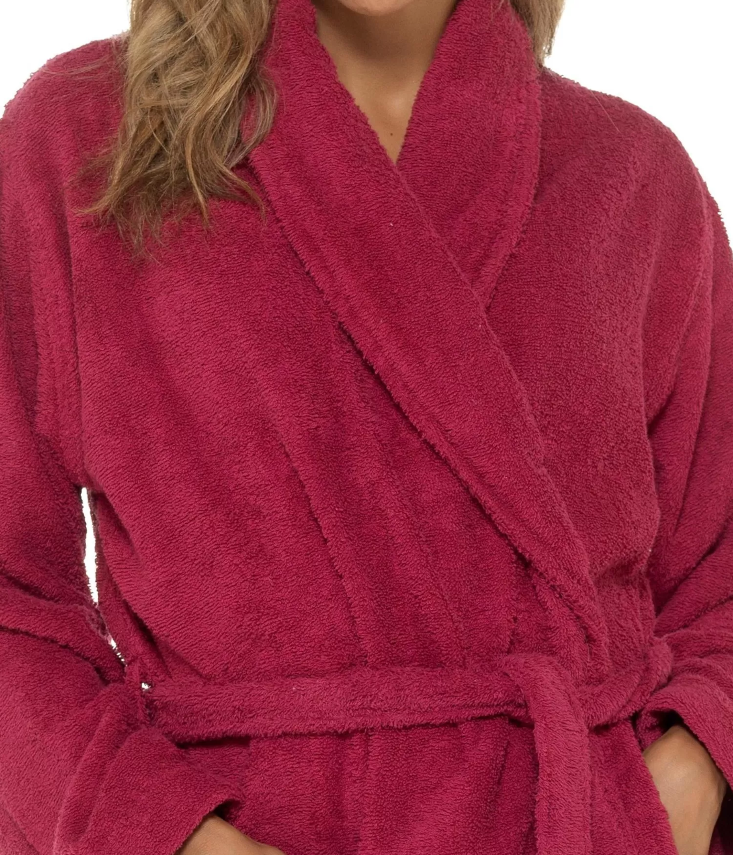 * Dressing Gowns | Wrap Towelling Dressing Gown - Wine