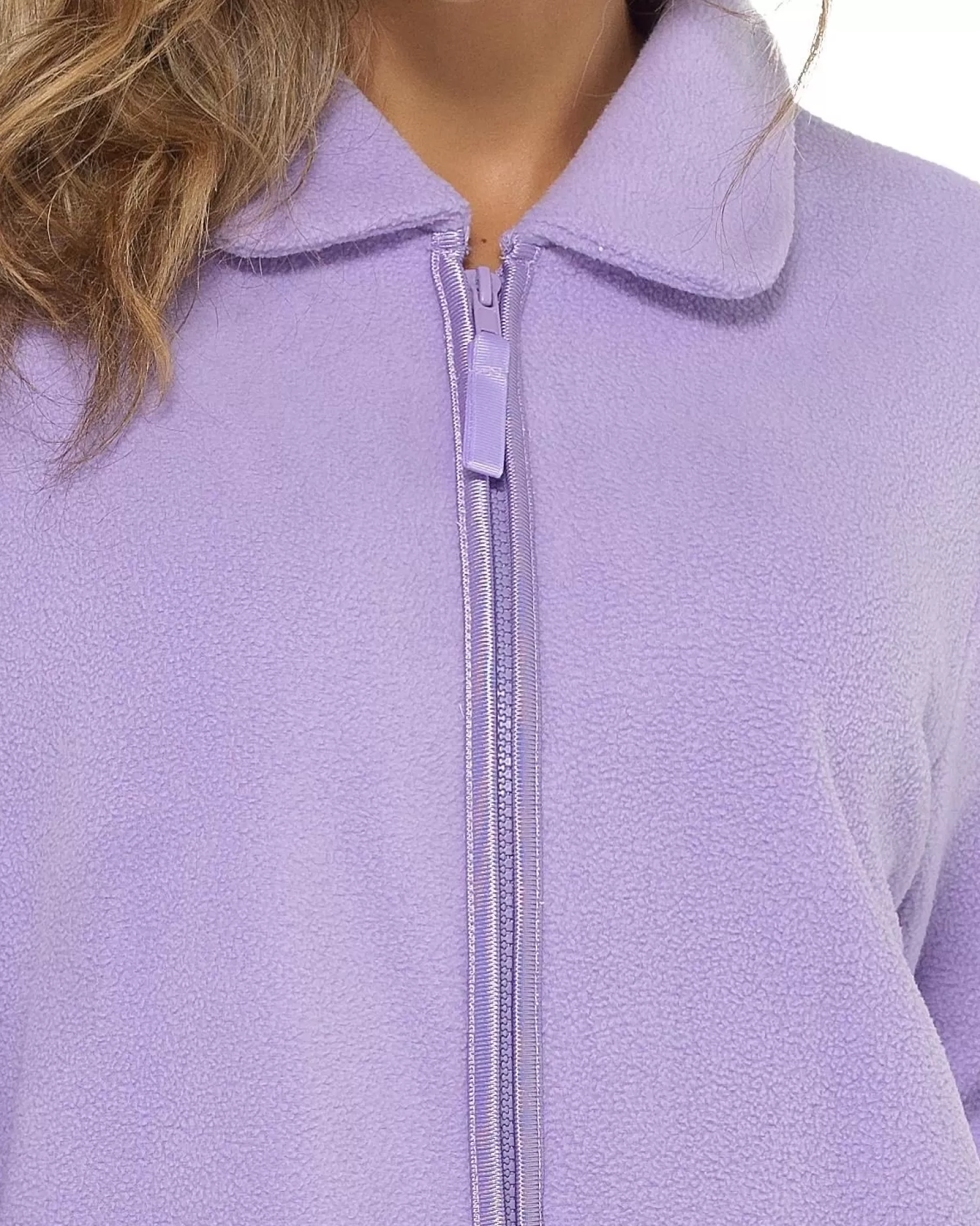 * Dressing Gowns | Zip Up Fleece Dressing Gown - Lilac