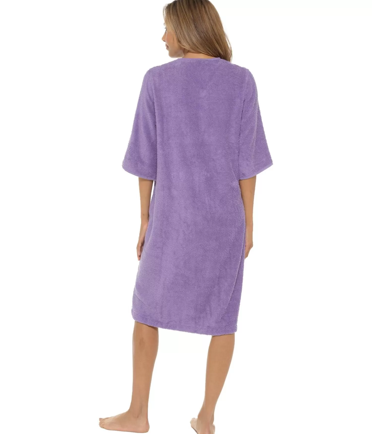 * Dressing Gowns | Zip Up Towelling Dressing Gown - Lilac