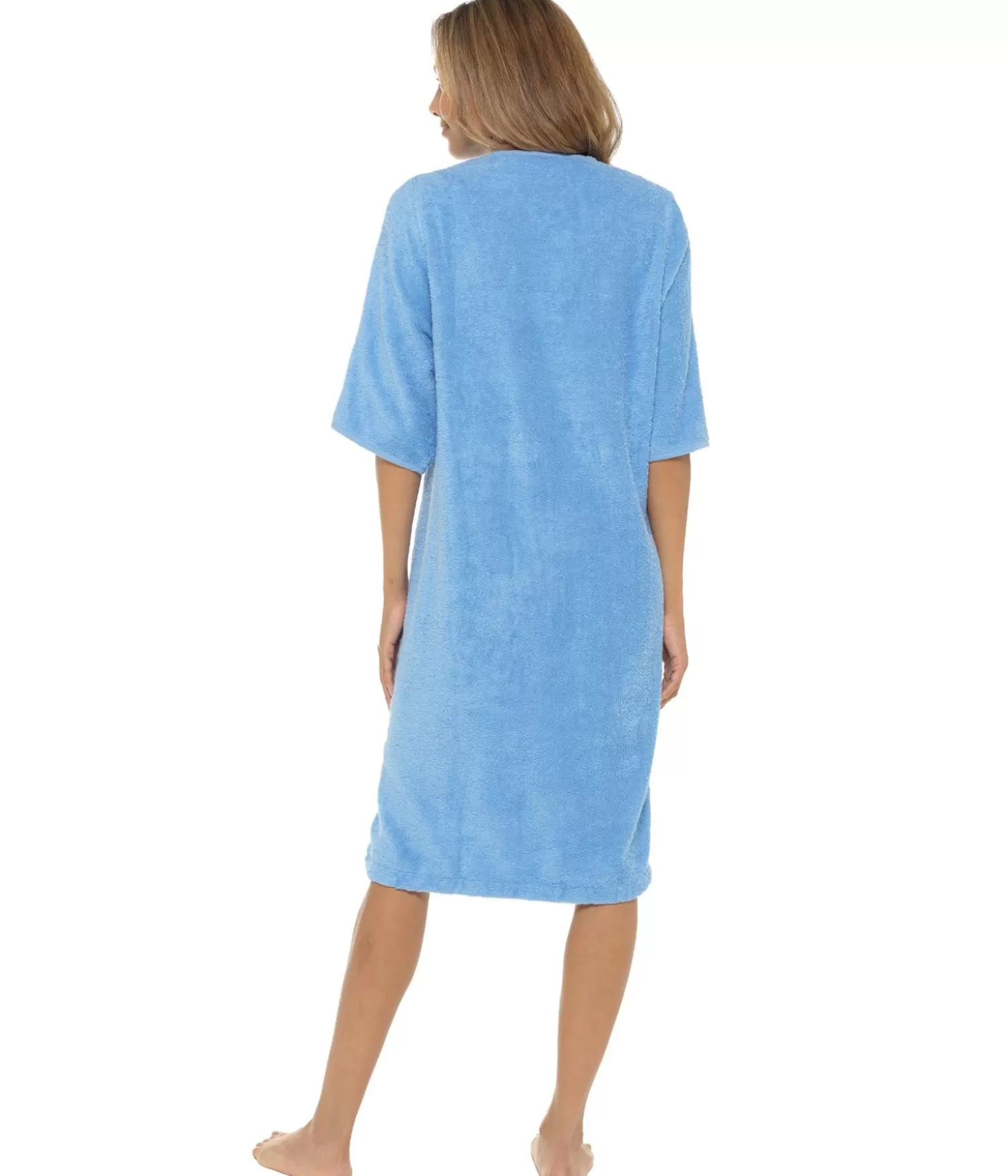 * Dressing Gowns | Zip Up Towelling Dressing Gown - Sky Blue