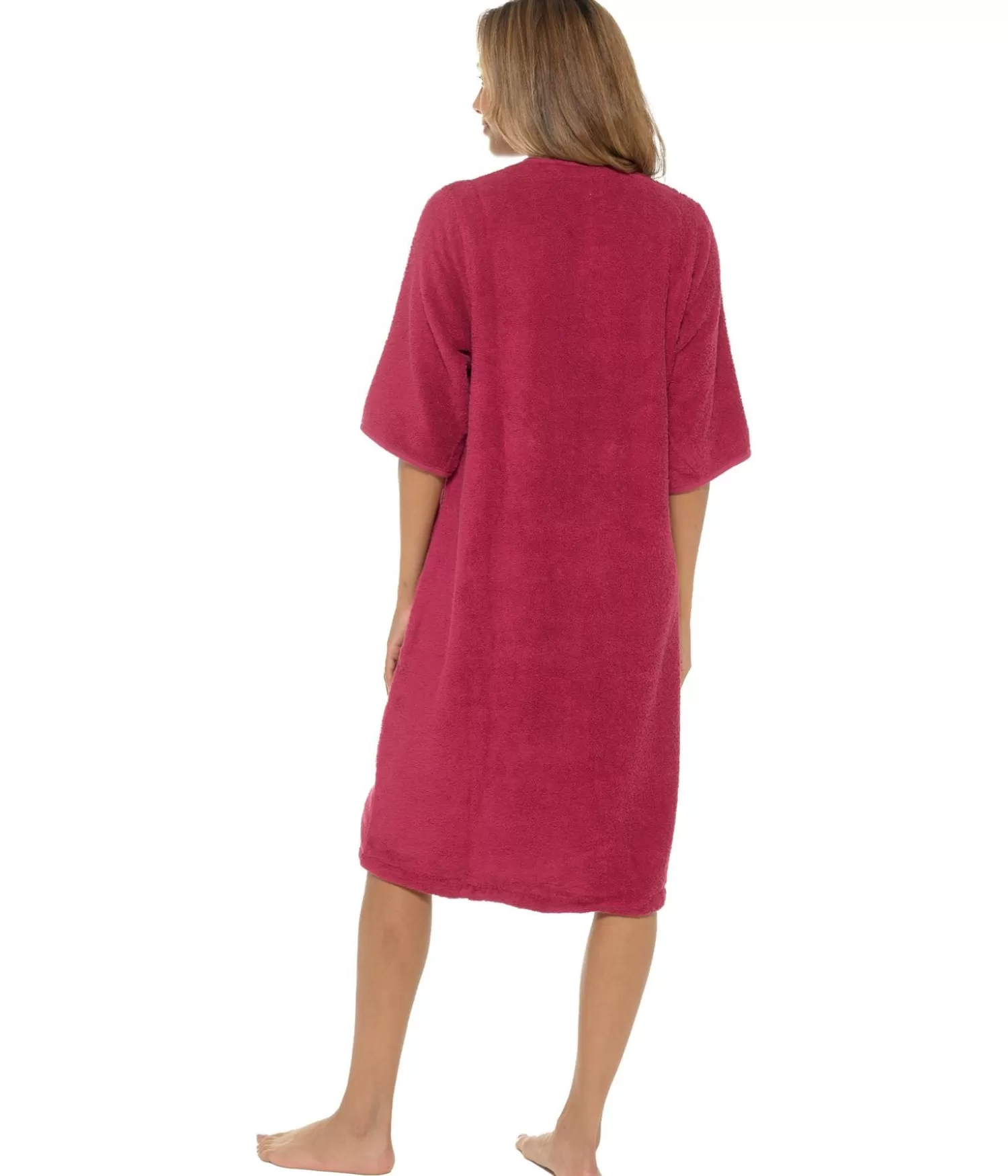 * Dressing Gowns | Zip Up Towelling Dressing Gown - Wine